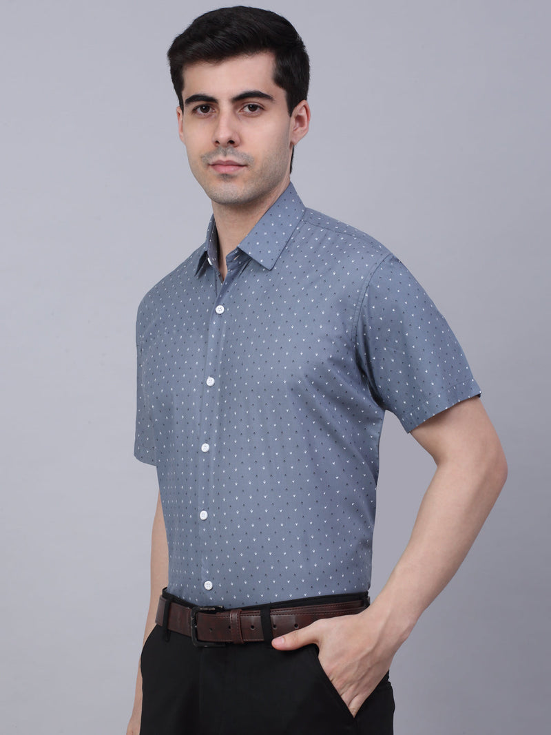 Indian Needle Men's Cotton Half Sleeve Printed Formal Shirts