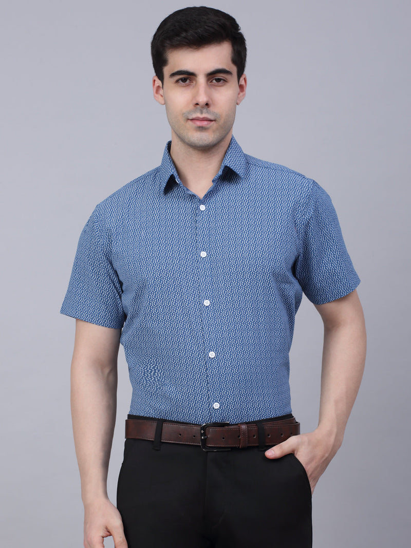 Indian Needle Men's Cotton Half Sleeve Printed Formal Shirts