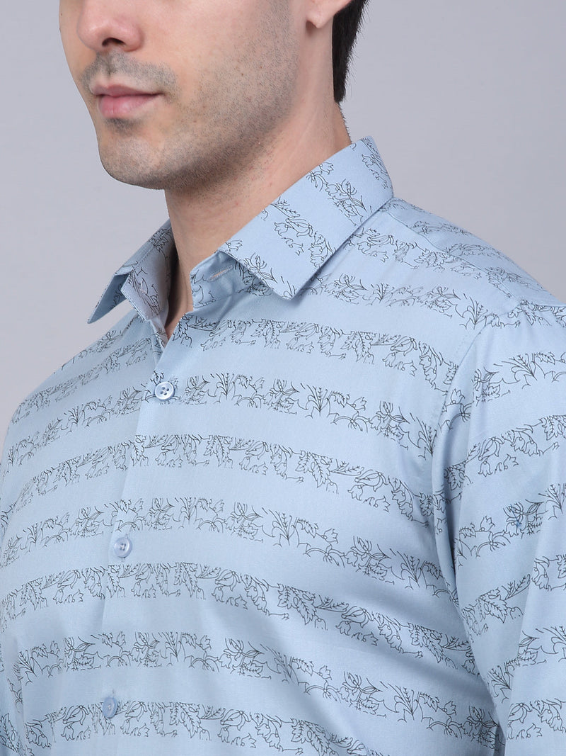 Indian Needle Men's Cotton Lycra Printed Formal Shirts