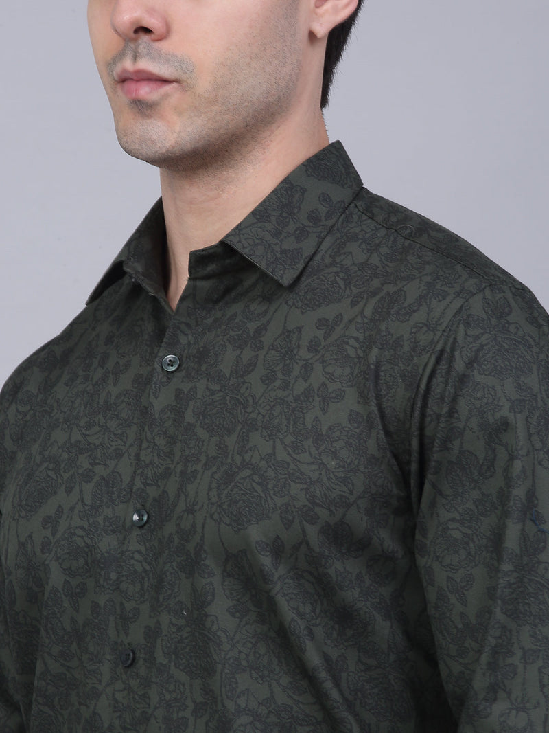 Indian Needle Men's Cotton Lycra Printed Formal Shirts