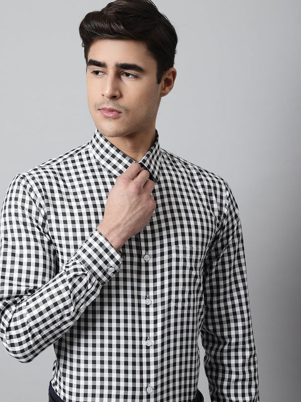 Men Black Checks Pure Cotton Formal Shirt