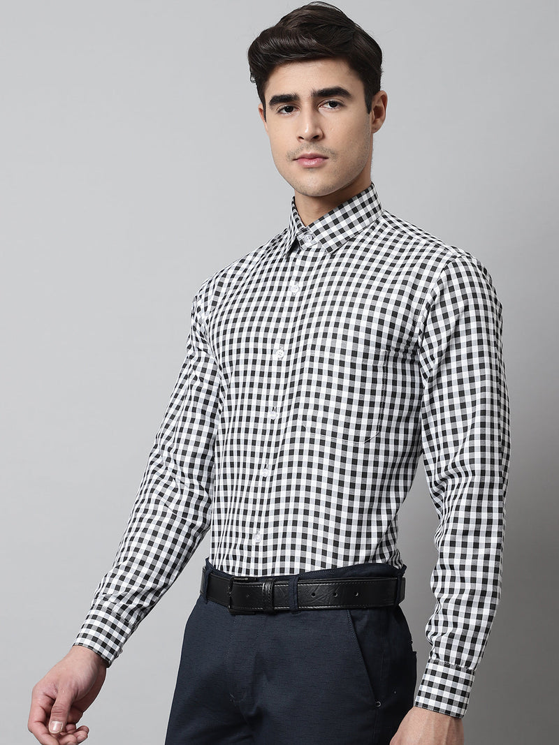 Men Black Checks Pure Cotton Formal Shirt