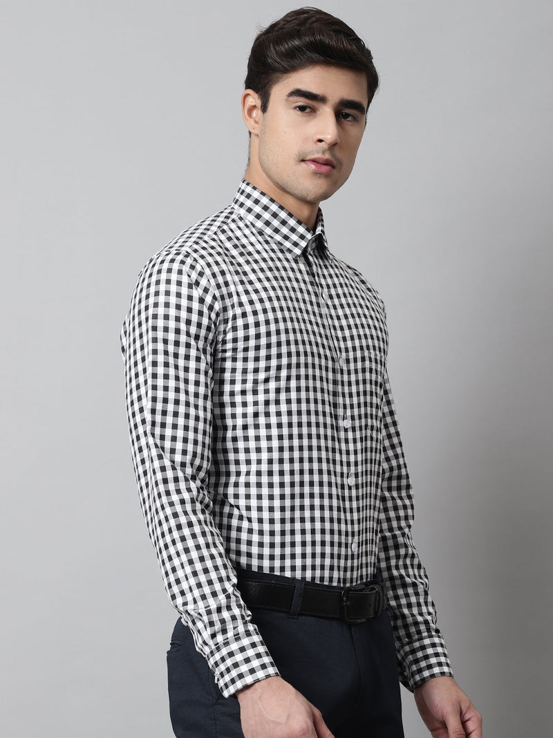 Men Black Checks Pure Cotton Formal Shirt