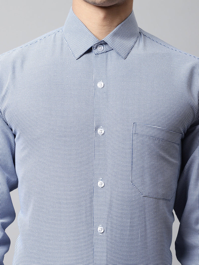 Men Blue Checks Pure Cotton Formal Shirt