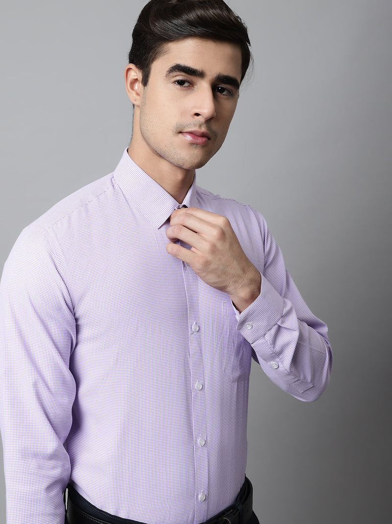 Men Purple Checks Pure Cotton Formal Shirt