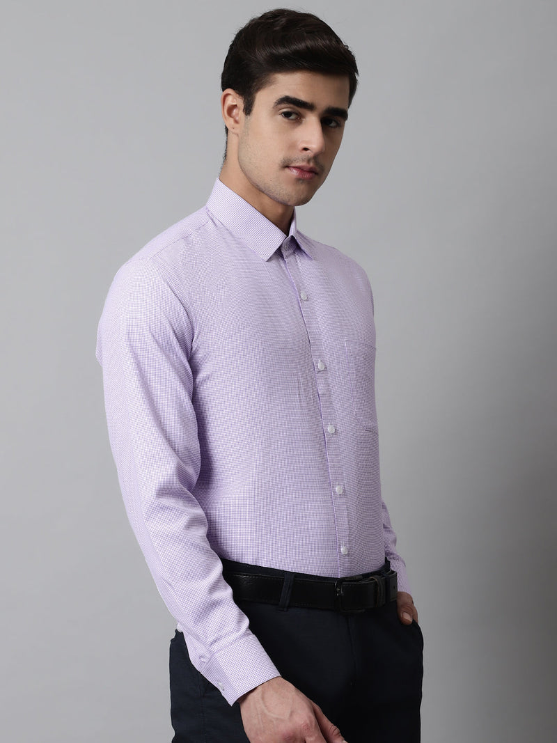 Men Purple Checks Pure Cotton Formal Shirt