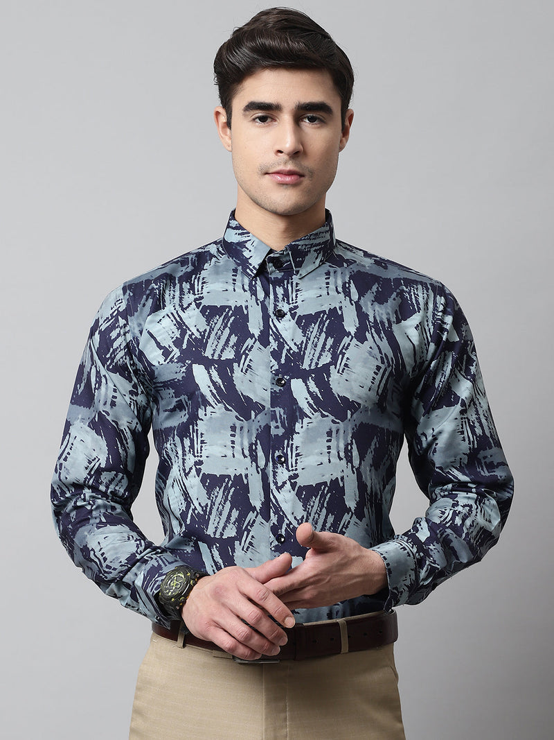 Men Green Classic Printed Formal Shirt