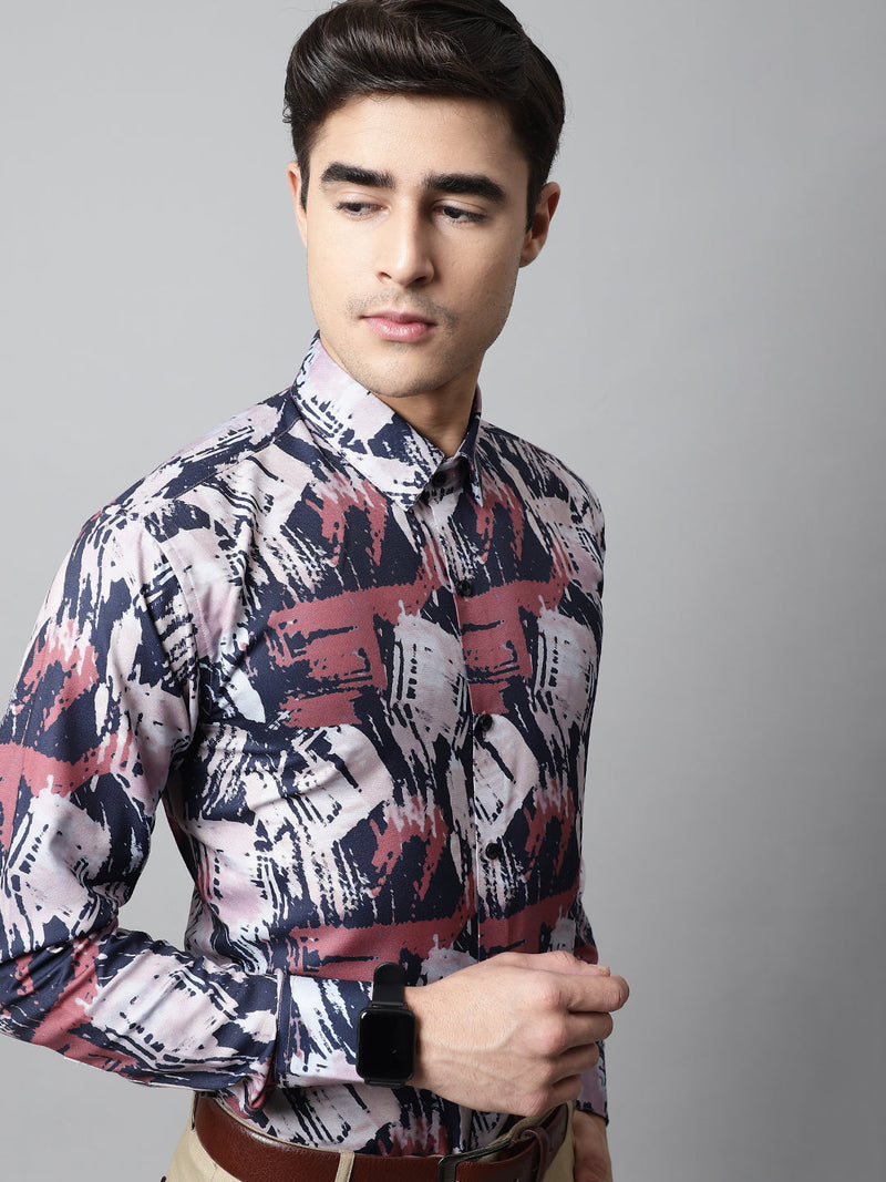 Men Grey Classic Printed Formal Shirt