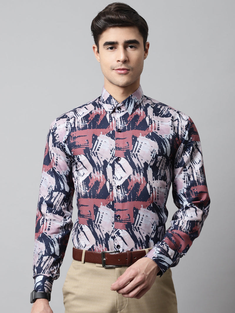 Men Grey Classic Printed Formal Shirt