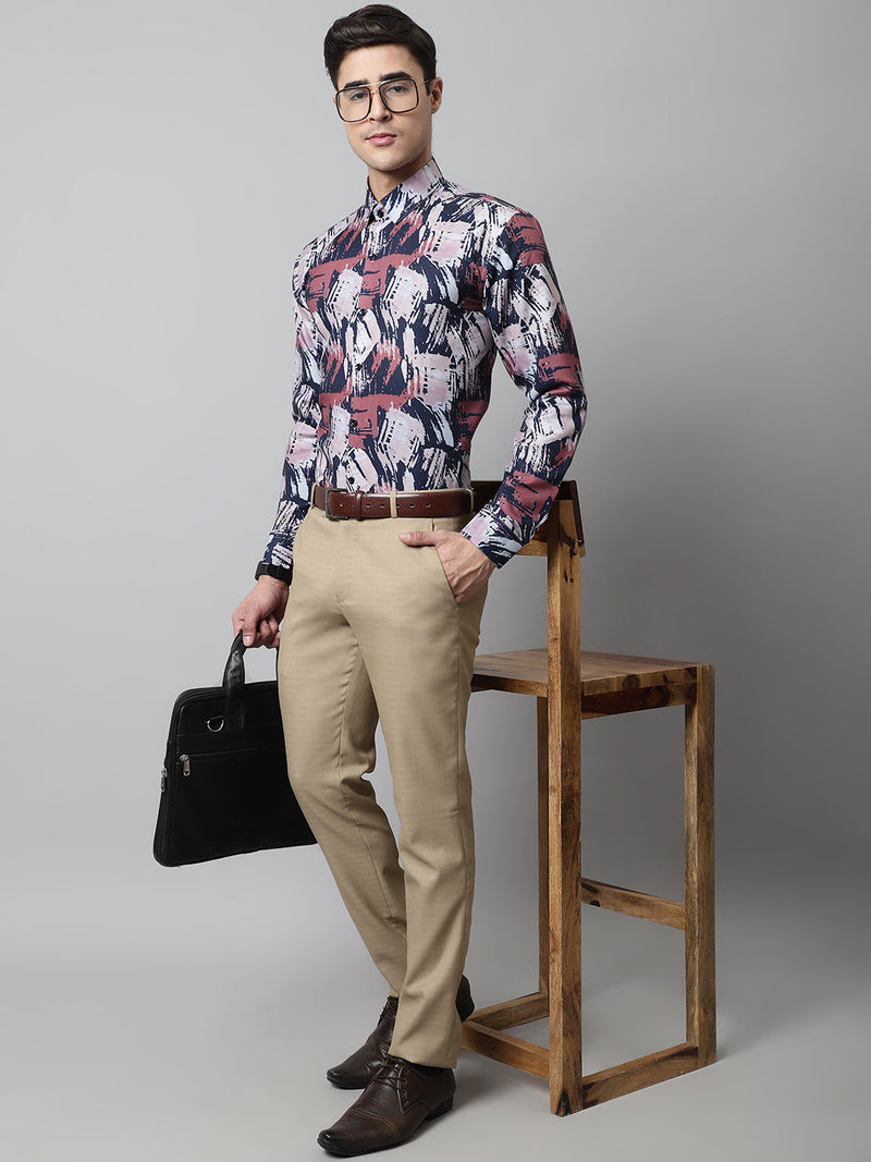 Men Grey Classic Printed Formal Shirt