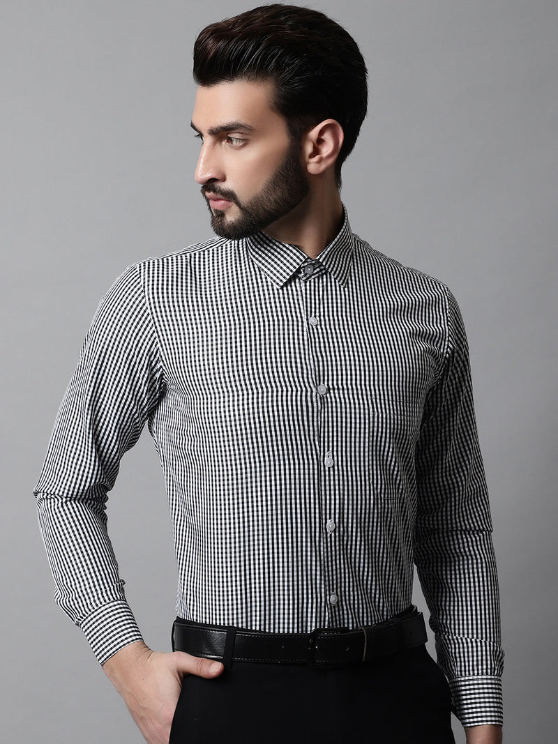 Men Black Micro Checked Causal Shirt