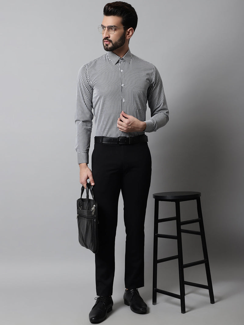 Men Black Micro Checked Causal Shirt