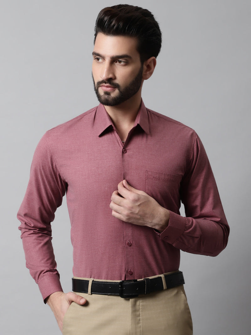 Men Maroon Classic Slim Fit Solid Formal Shirt