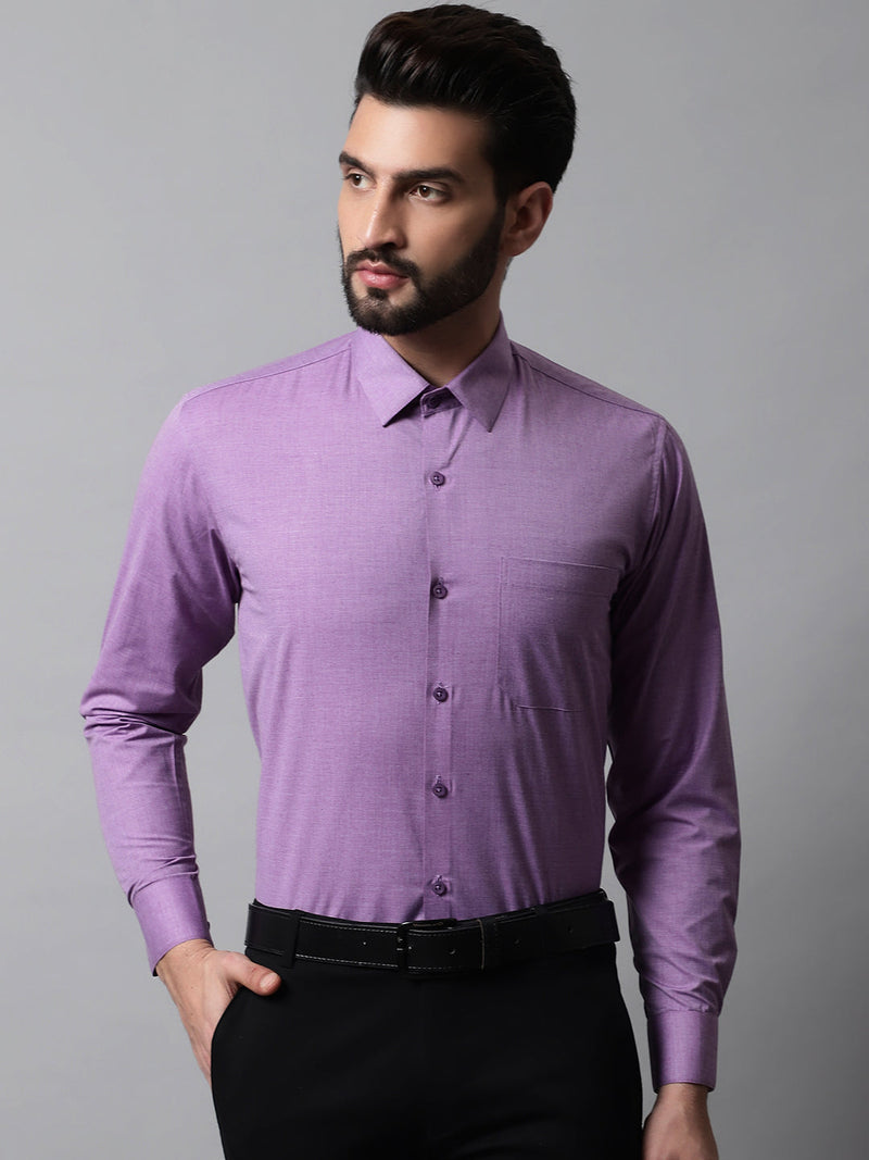 Men Purple Classic Slim Fit Solid Formal Shirt