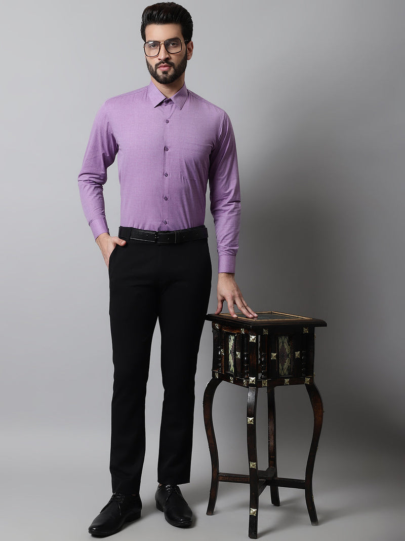 Men Purple Classic Slim Fit Solid Formal Shirt