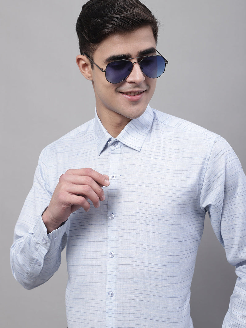 Men Light-Grey Cotton Classic Formal Shirt