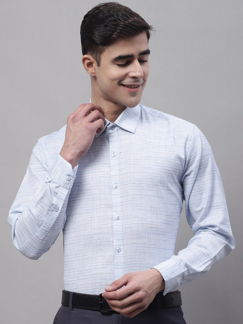 Men Light-Grey Cotton Classic Formal Shirt