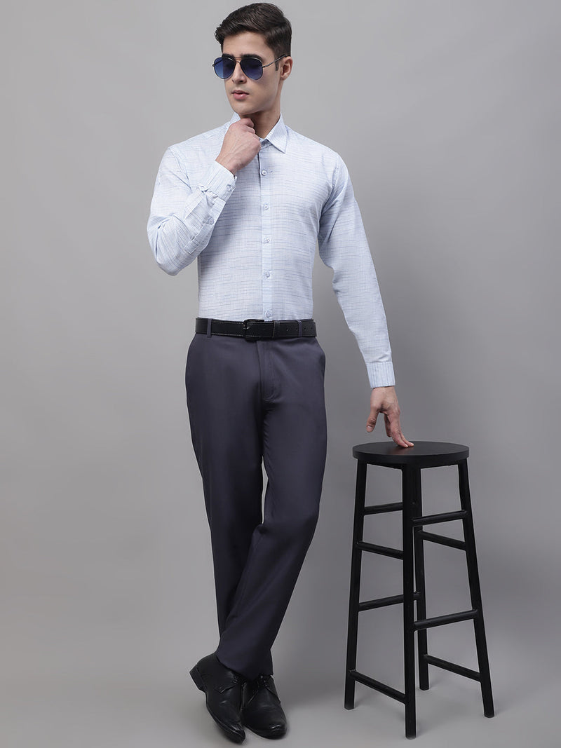 Men Light-Grey Cotton Classic Formal Shirt