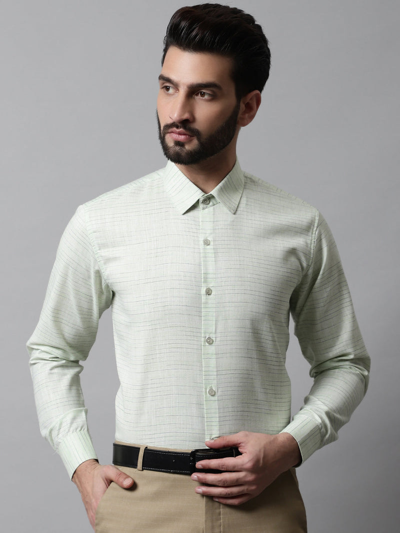 Men Light-Green Cotton Classic Formal Shirt