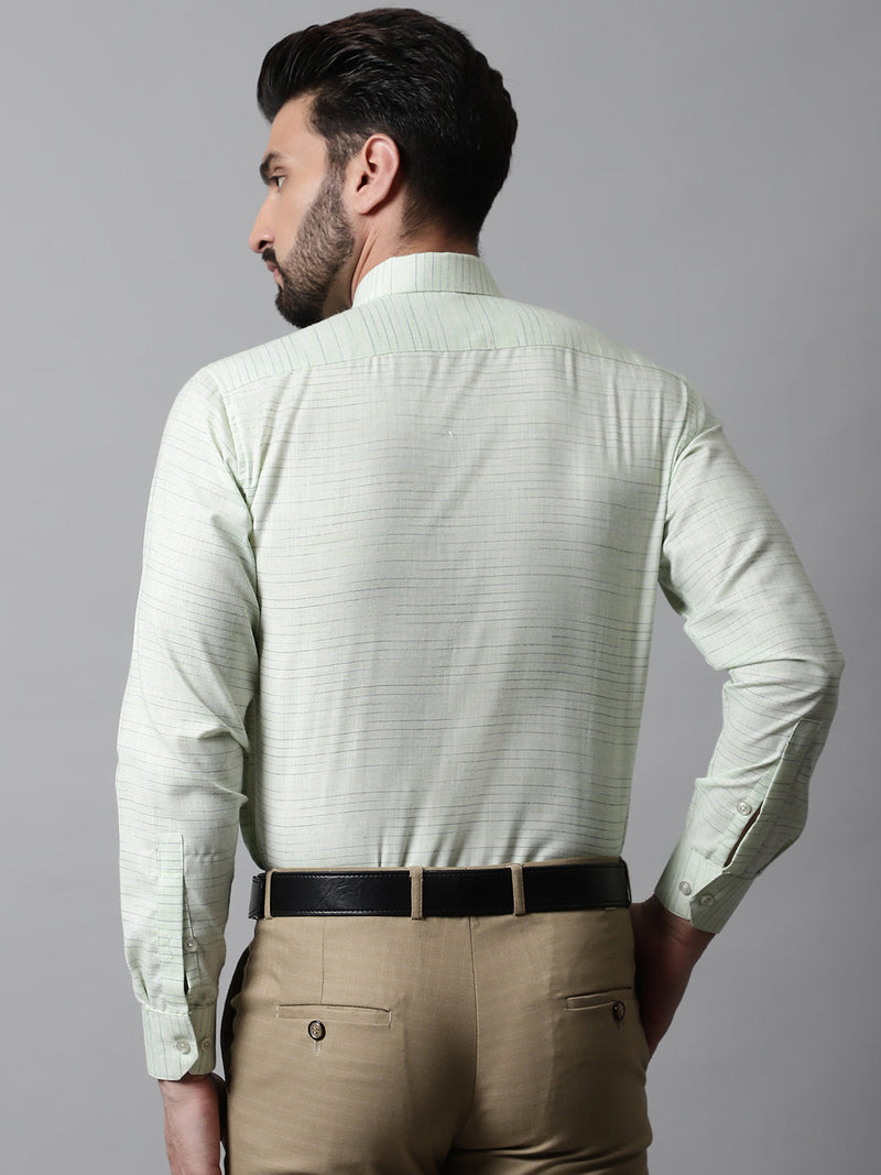 Men Light-Green Cotton Classic Formal Shirt