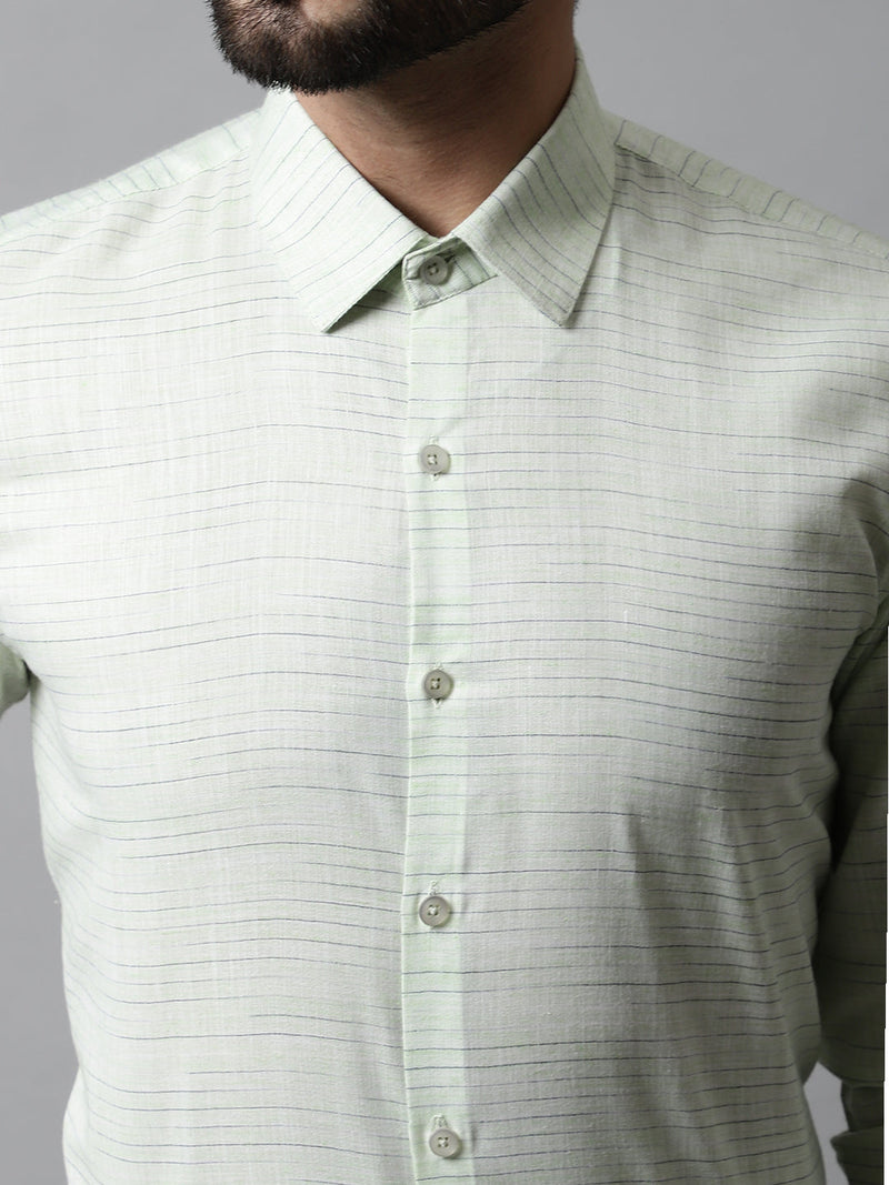 Men Light-Green Cotton Classic Formal Shirt