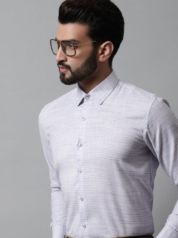 Men Light-Purple Cotton Classic Formal Shirt