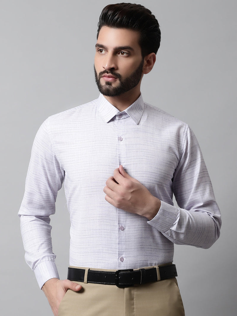 Men Light-Purple Cotton Classic Formal Shirt