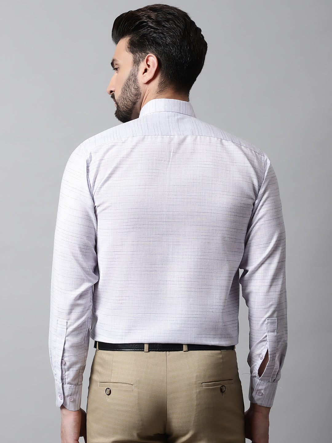 Men Light-Purple Cotton Classic Formal Shirt