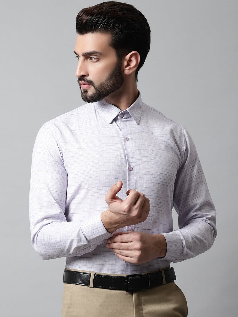 Men Light-Purple Cotton Classic Formal Shirt