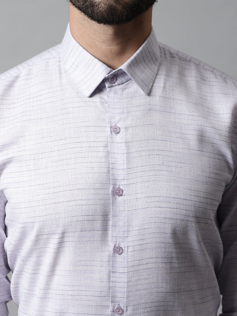 Men Light-Purple Cotton Classic Formal Shirt