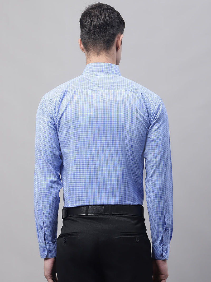 Men Blue Micro Checked Formal Shirt