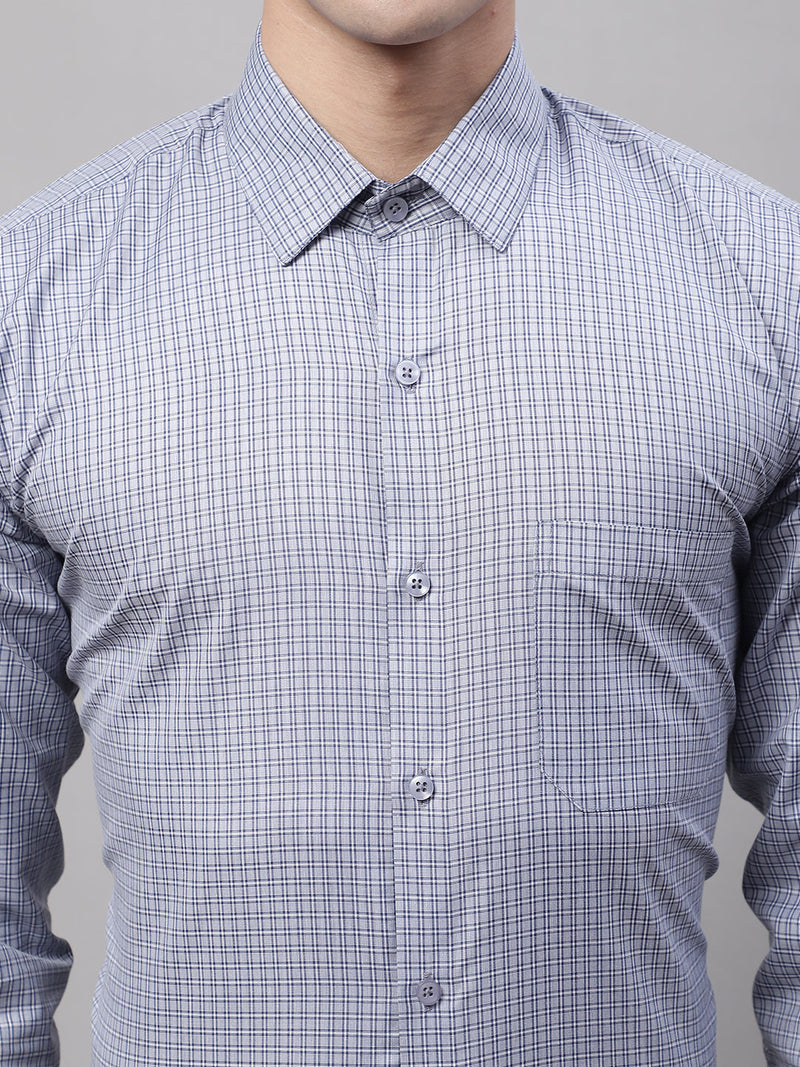 Men Grey Micro Checked Formal Shirt