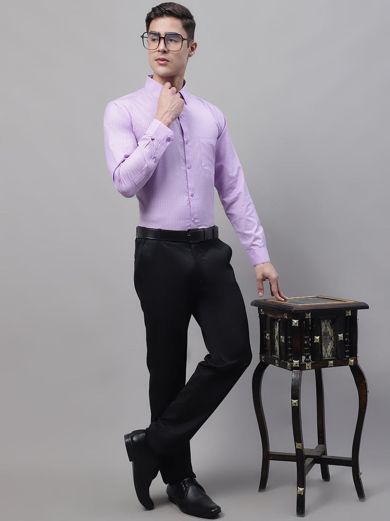 Men Purple Micro Checked Formal Shirt