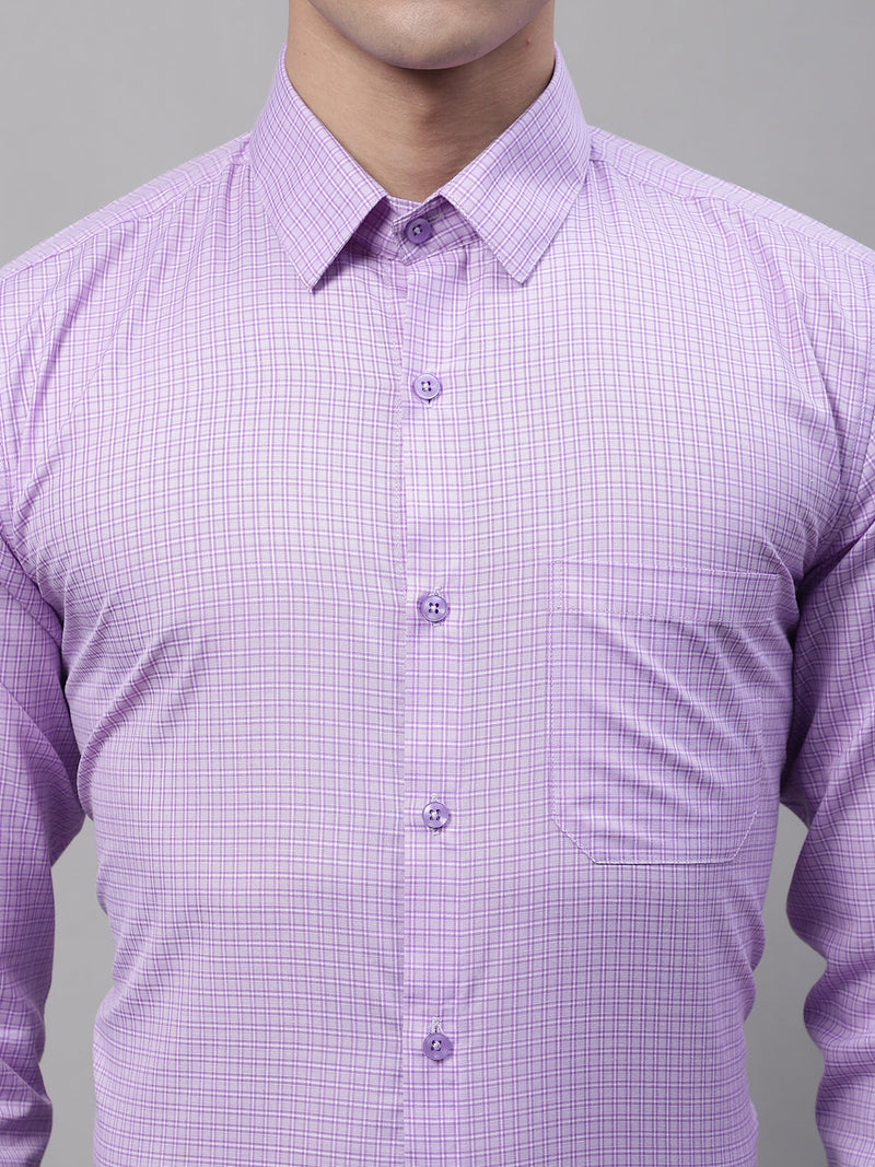 Men Purple Micro Checked Formal Shirt