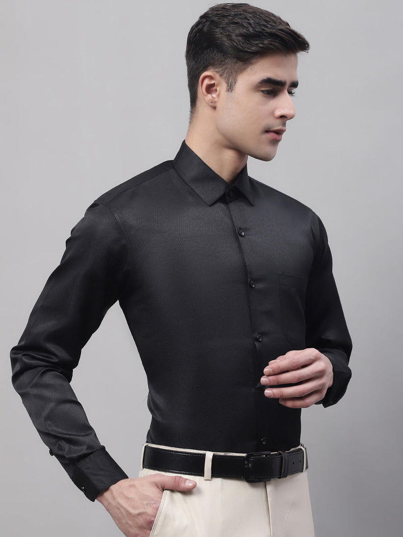 Men's Black Dobby Textured Formal Shirt