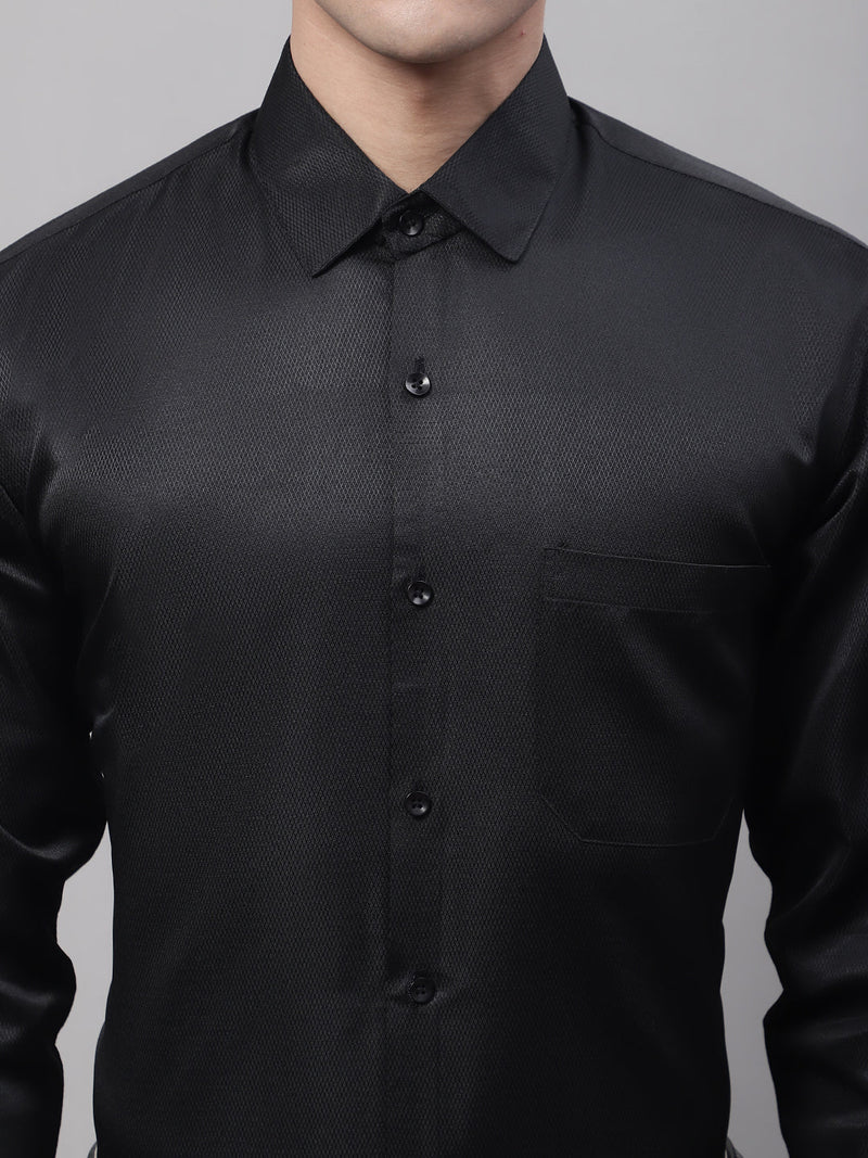 Men's Black Dobby Textured Formal Shirt