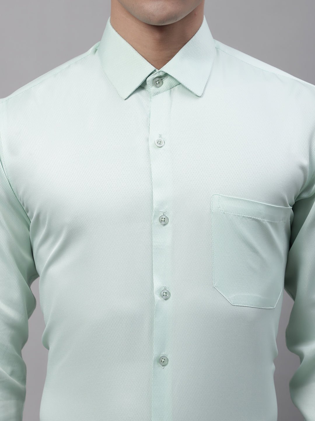 Men's Light-Green Dobby Textured Formal Shirt