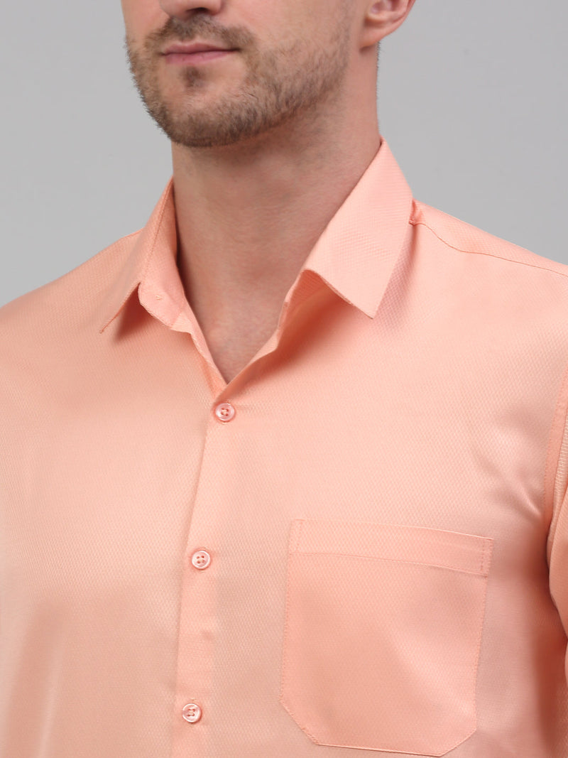 Men's Orange Dobby Textured Formal Shirt