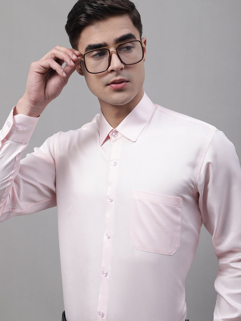 Men's Pink Dobby Textured Formal Shirt