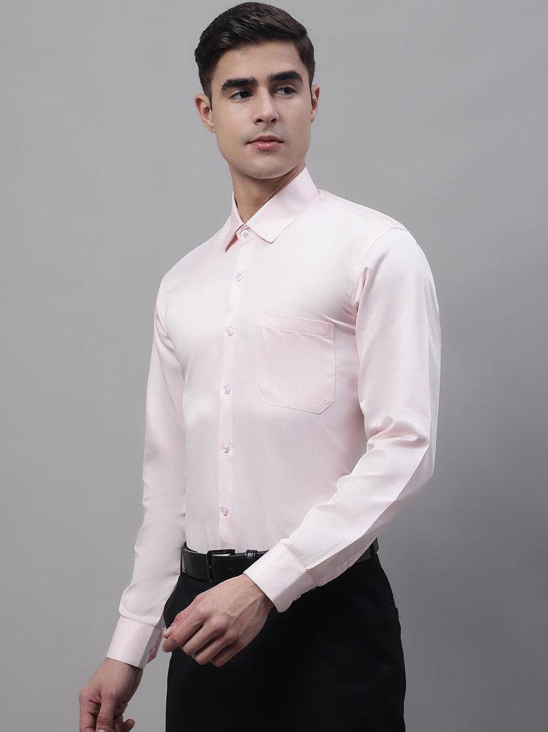 Men's Pink Dobby Textured Formal Shirt