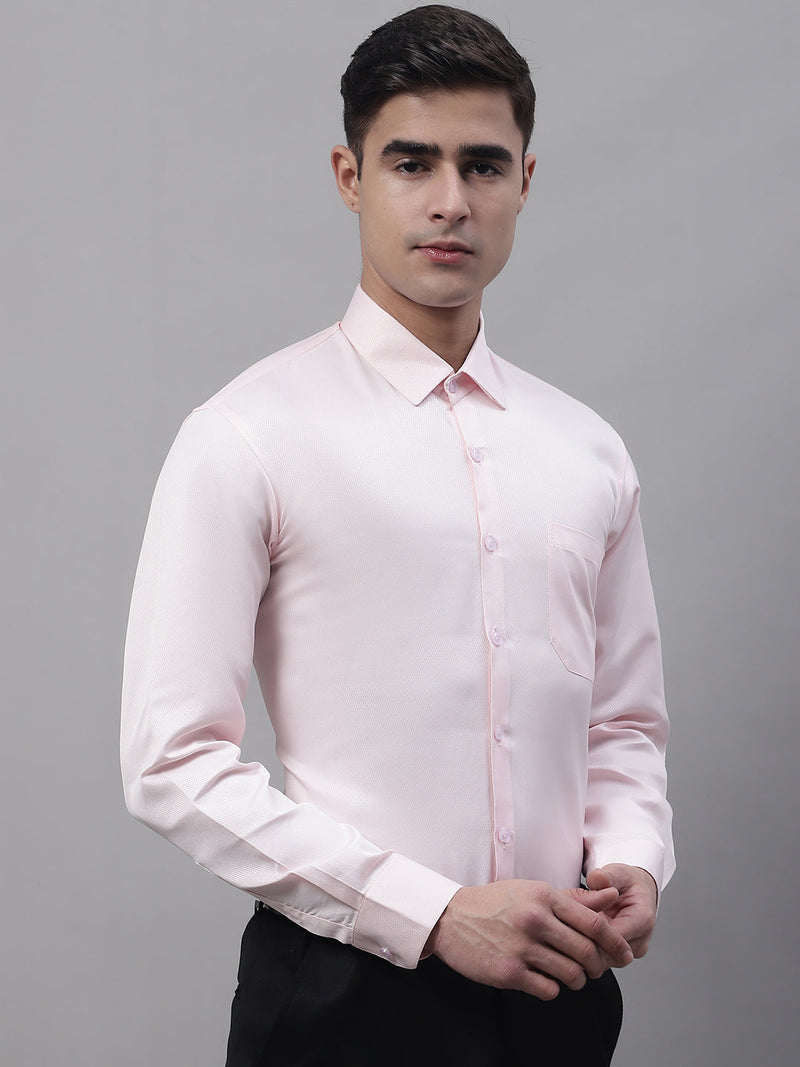 Men's Pink Dobby Textured Formal Shirt