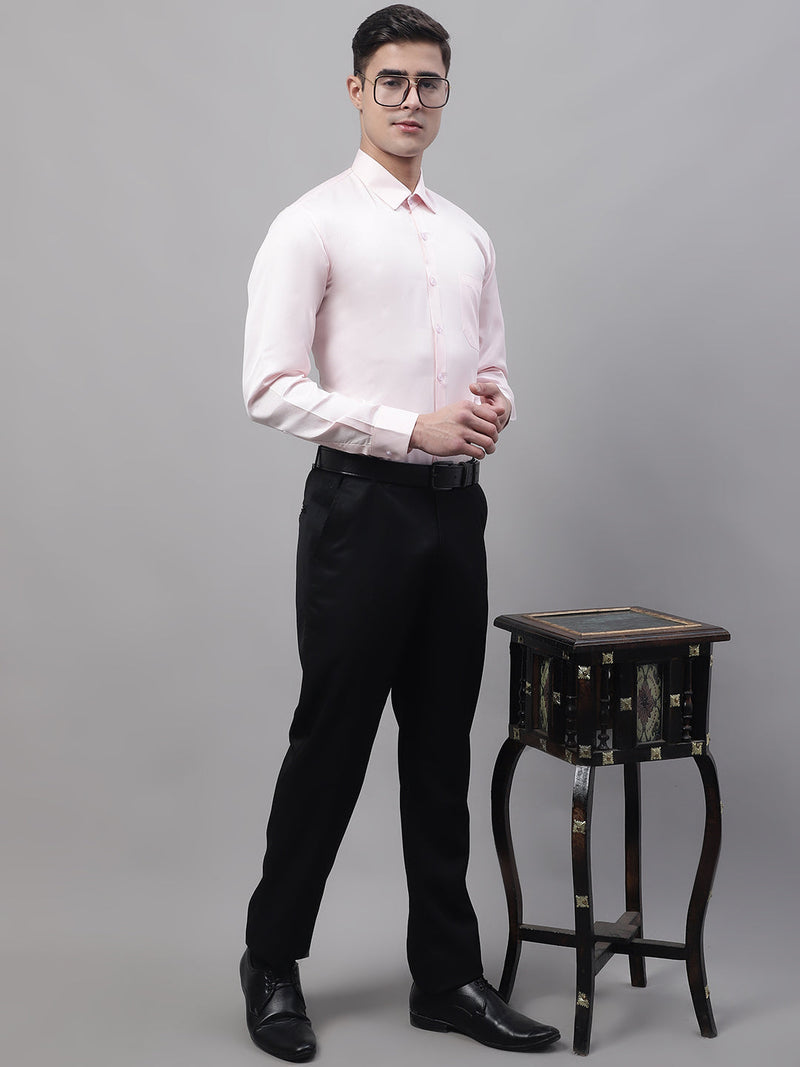 Men's Pink Dobby Textured Formal Shirt