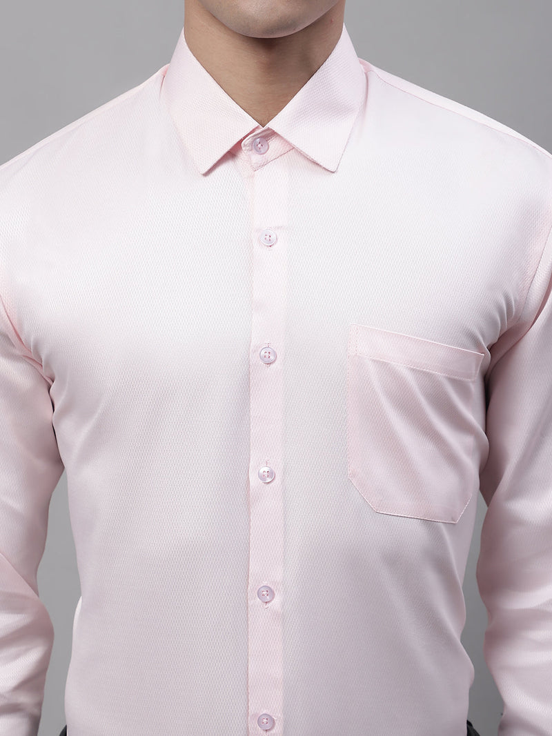 Men's Pink Dobby Textured Formal Shirt