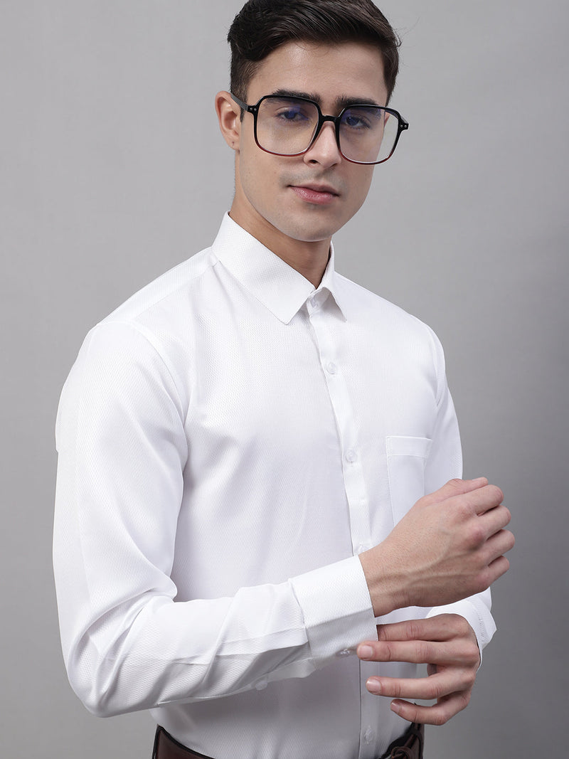 Men's White Dobby Textured Formal Shirt