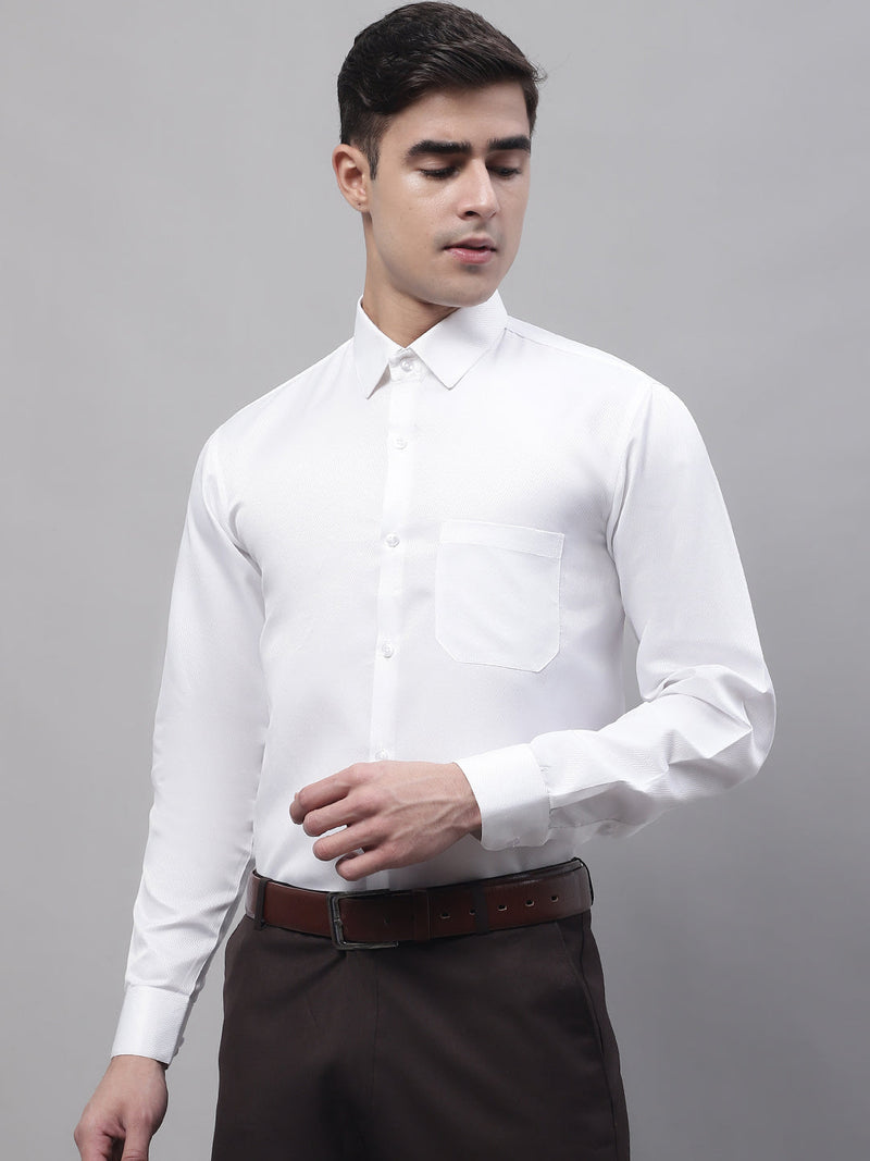 Men's White Dobby Textured Formal Shirt