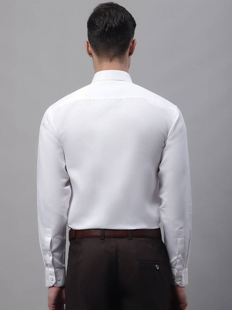 Men's White Dobby Textured Formal Shirt