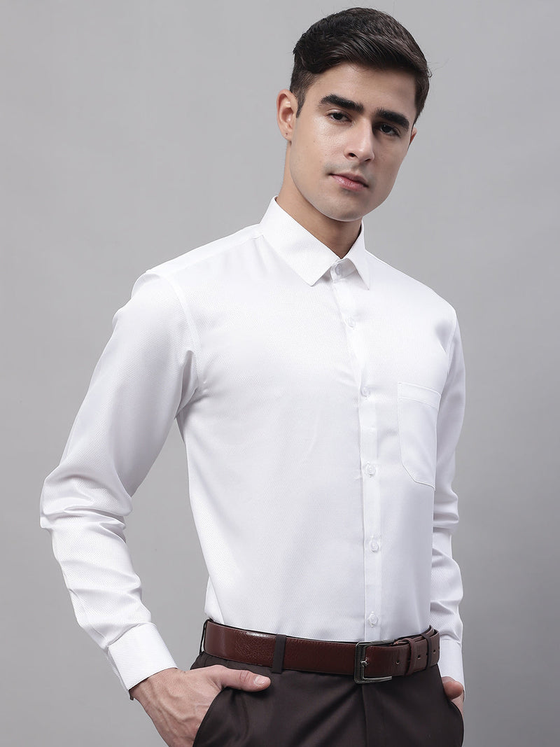 Men's White Dobby Textured Formal Shirt