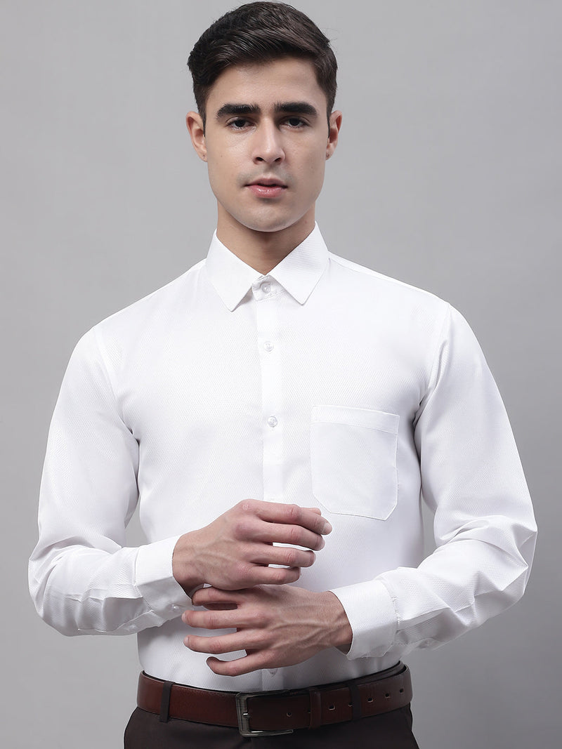 Men's White Dobby Textured Formal Shirt