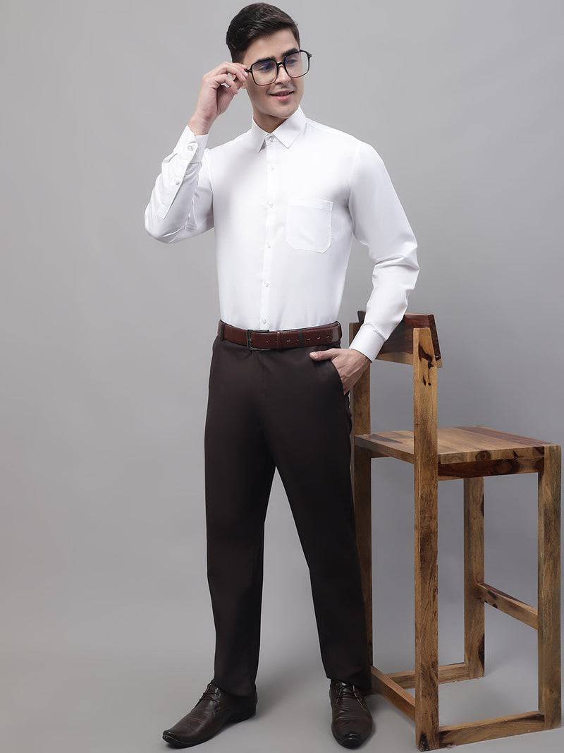 Men's White Dobby Textured Formal Shirt