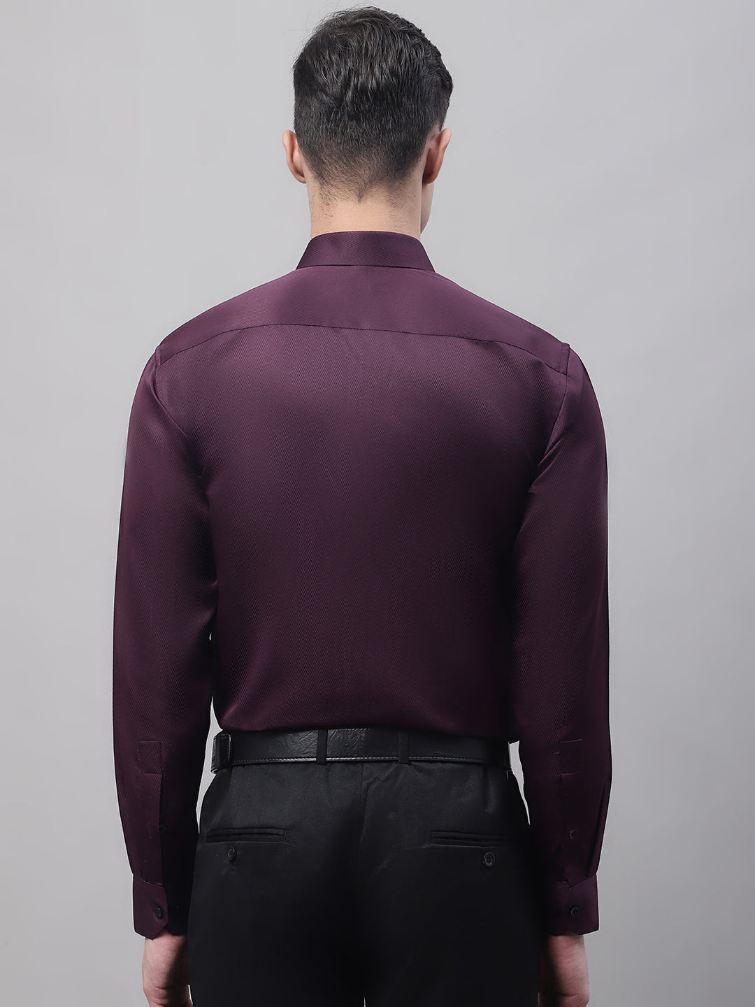 Men's Purple-Wine Dobby Textured Formal Shirt
